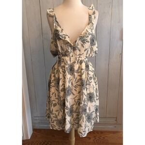 Abercrombie & Fitch Ruffle‎ Cutout Mini Dress Cream Floral Large